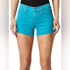 Hudson Teal Gemma Cutoff Denim Shorts Mid Rise Raw Hem Festival Boho Women’s 25